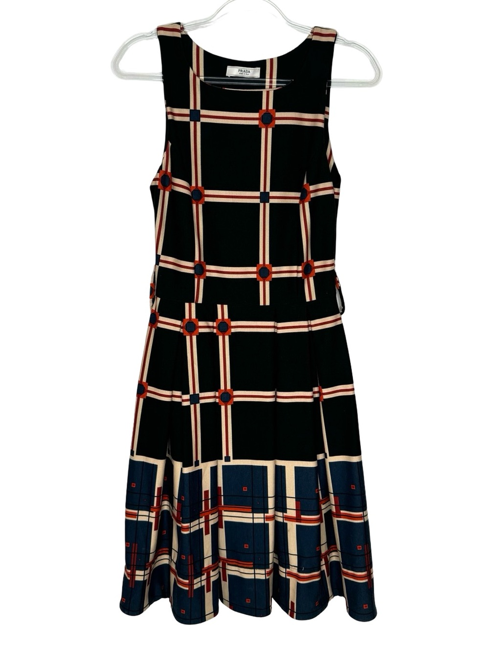 Prada | Graphic Plaid Fit-and-Flare Dress FW 2011 Medium